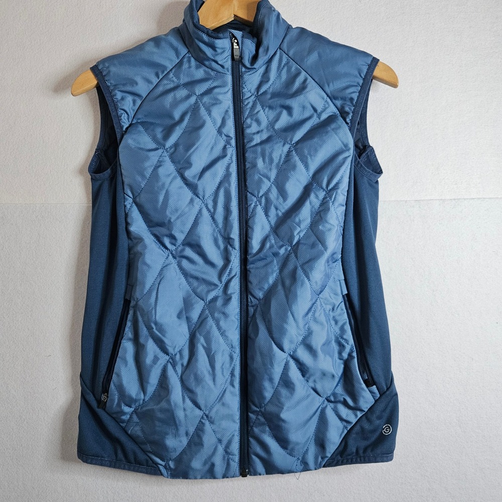 Galvin Green Womens Blue Quilted Golf Vest Full Zip Padded Thermal Sleeveless S